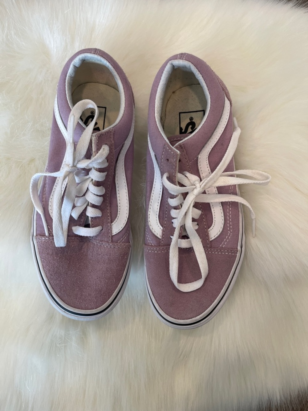 Vans Lavender Suede Low-Top Sneakers with White Stripe